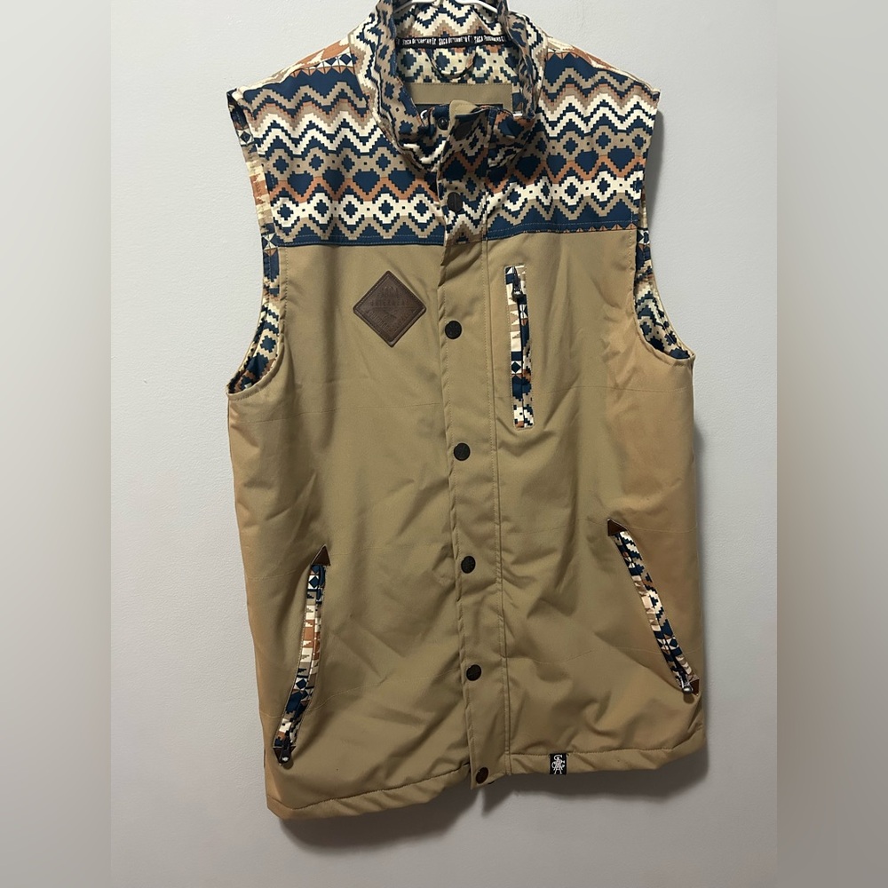 SAga Tan Abstract Patterned Vest